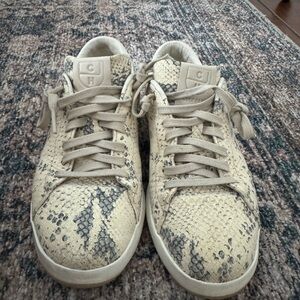 Cole Haan Beige and Black Snake Print Sneakers